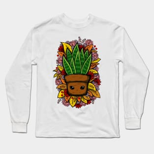 Cute Snake Plant Illustration Long Sleeve T-Shirt